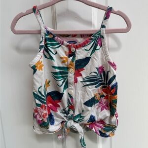 Old Navy 2T Girls Multicolor Floral Tropical Tank Top Blouse with Know Tie Front